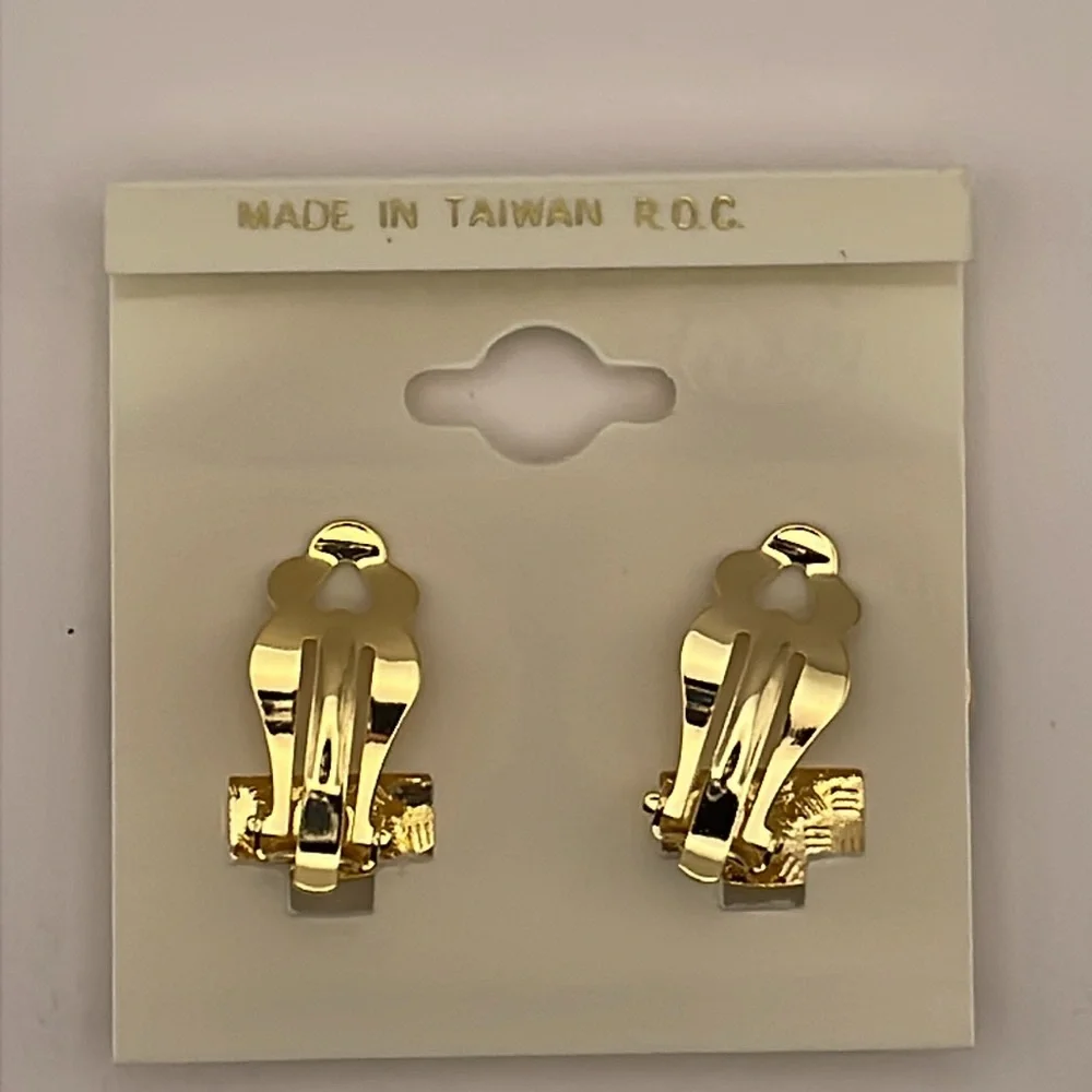 Vintage 1980’s New Old Stock Cloisonné Swirl Floral Clip-On Earrings (CN11) - Picture 3 of 5